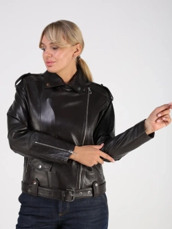 Кожаная куртка демисезонная косуха оверсайз