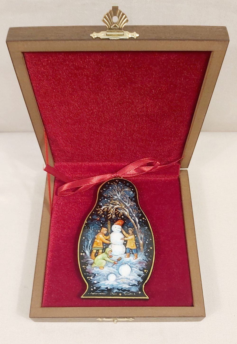 Сувенир "Матрешка" с росписью Палех в подарочном футляре