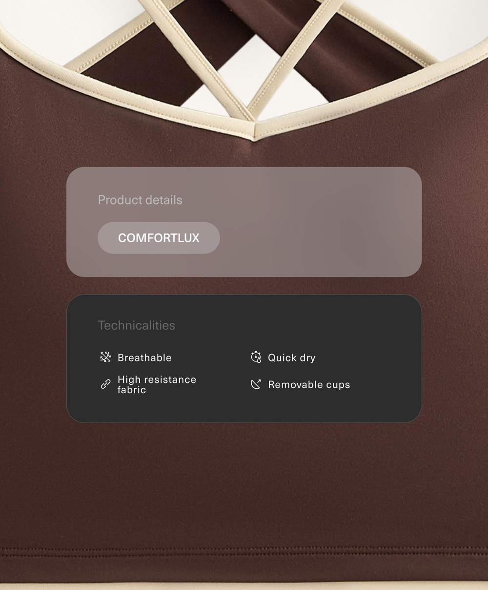 Oysho Топ Comfortlux с контрастной перекрестной спинкой, коричневый