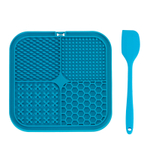 Коврик лизательный для животных силиконовый с лопаткой "Гурман", голубой, 200*200*9мм, Triol