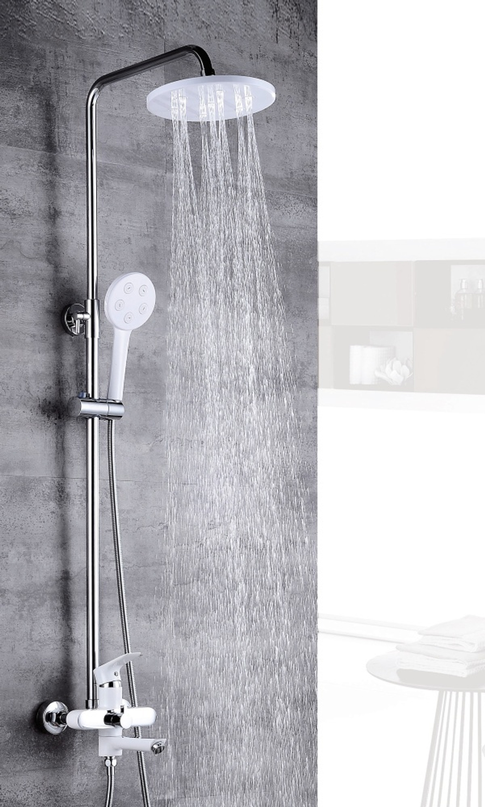 263562-F Душевая система од. пов. (бел./хром) ViEiR (4/1шт)