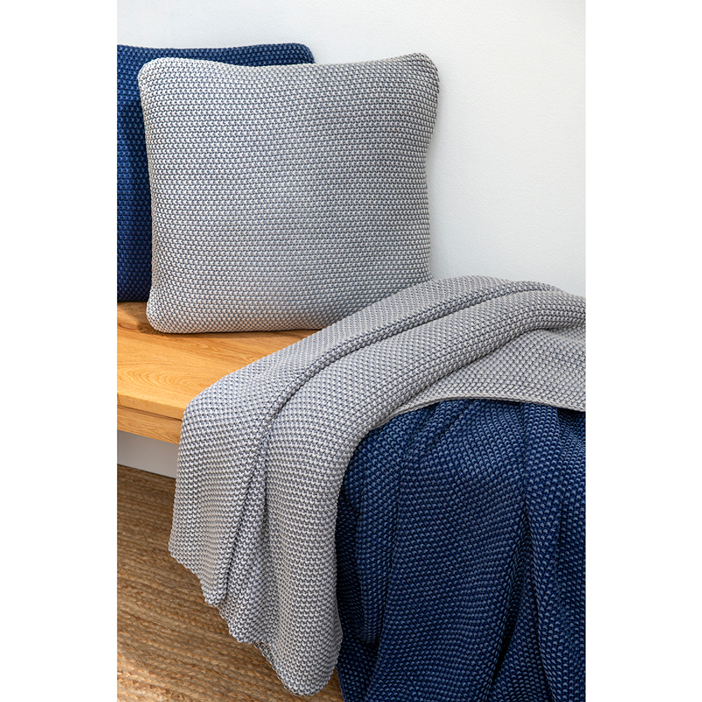 Плед из стираного хлопка серого цвета из коллекции essential, 130х180 см