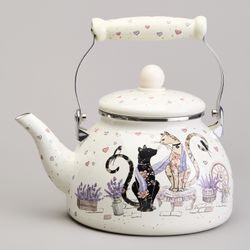 ЧАЙНИК AGNESS ЭМАЛИРОВАННЫЙ СЕРИЯ "LAVENDER CATS", 2,6 Л