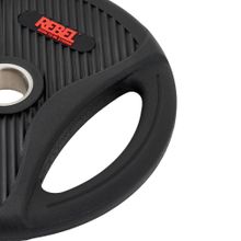 Диск олимпийский обрезиненный с двумя хватами 15 кг REBEL