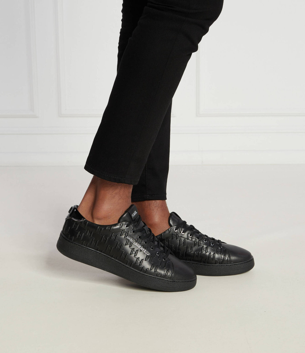 Кожаные кроссовки kourt iii monogram emboss lo Karl Lagerfeld - черный(KL51549A)