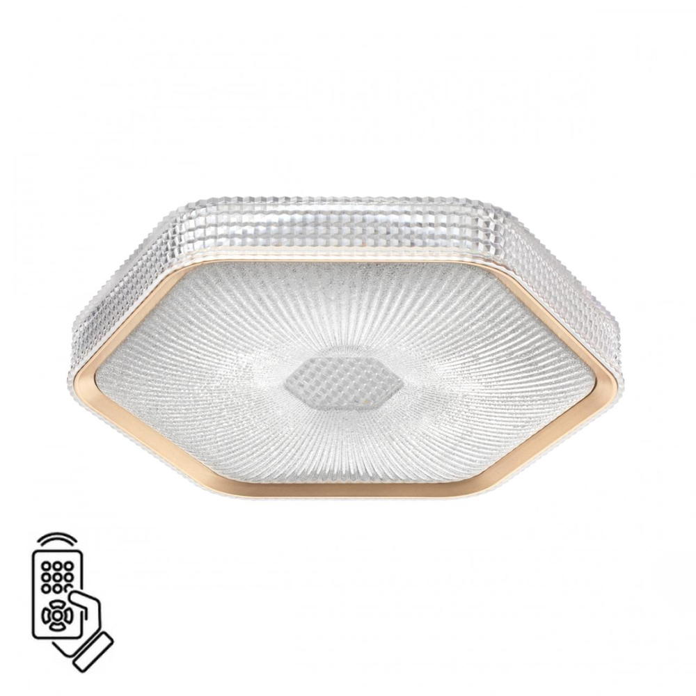 7746/48L PIKO LED SN 000 Светильник металл/пластик/прозрачный/золотистый LED 48Вт 3000-4000-6000K 425х385 IP20 пульт ДУ SPARKS