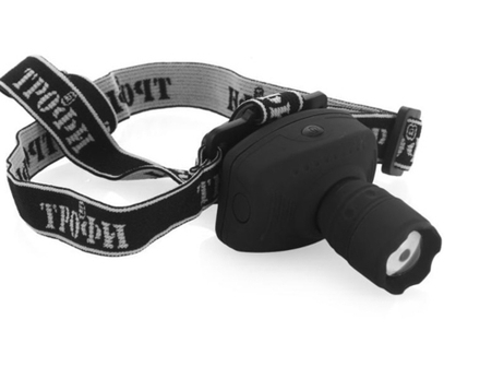 Фонарь светодиодный налобный 3Вт 3хААА регулируемый фокус GB-301 Трофи