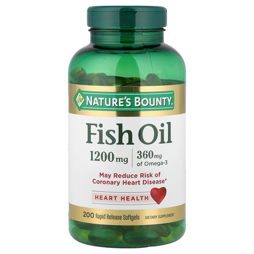 Nature's Bounty, Рыбий жир, 1200 мг, 200 мягких таблеток быстрого высвобождения