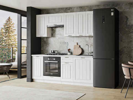 Кухня Мария 2,0 м белый/белый (столешница мрамор лацио белый)