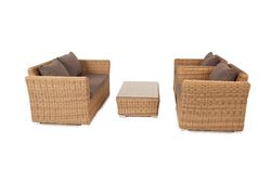 "Капучино Сингл" лаунж-зона из искусственного ротанга, цвет соломенный