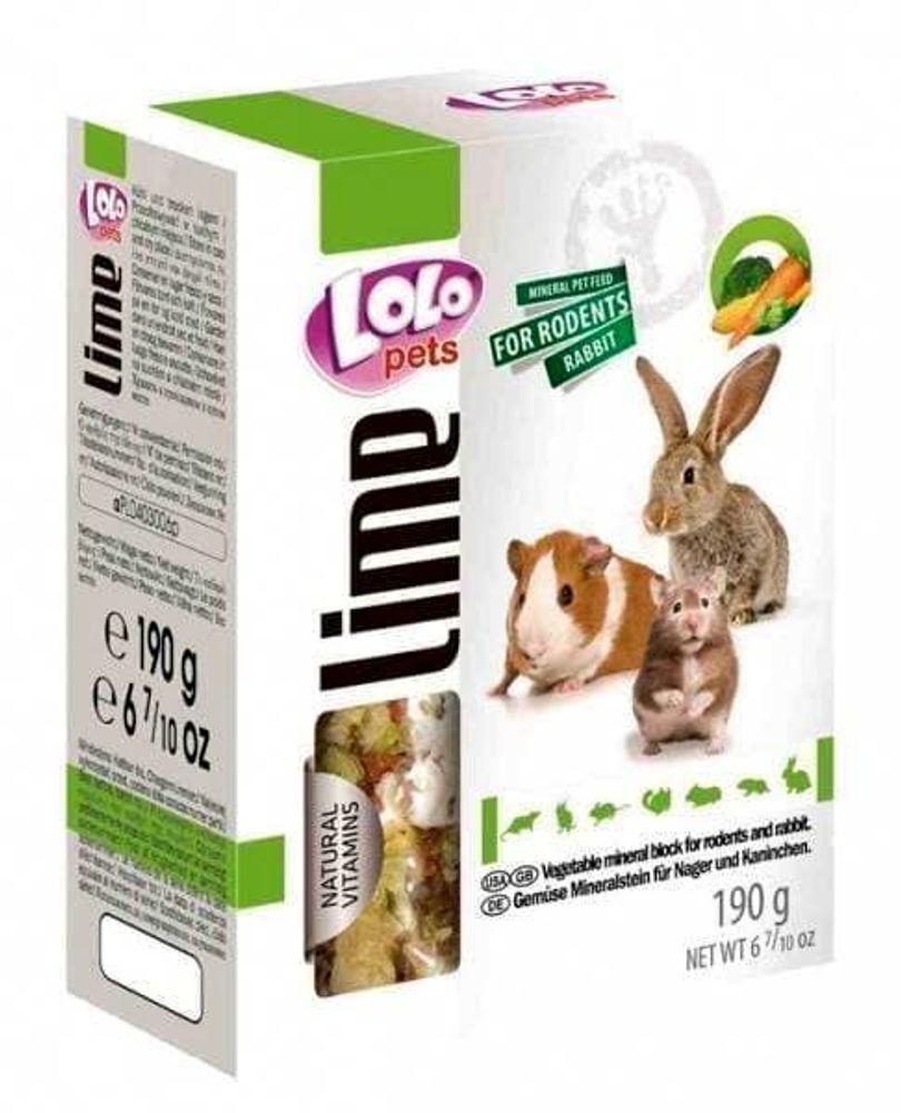 LoLo PETS Минеральный камень для грызунов и кроликов с овощами XL 190г