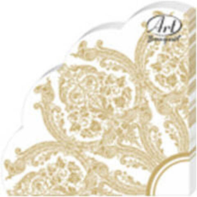 ROYAL (золото на белом) Салфетки Art Bouquet Rondo 3-сл/15шт