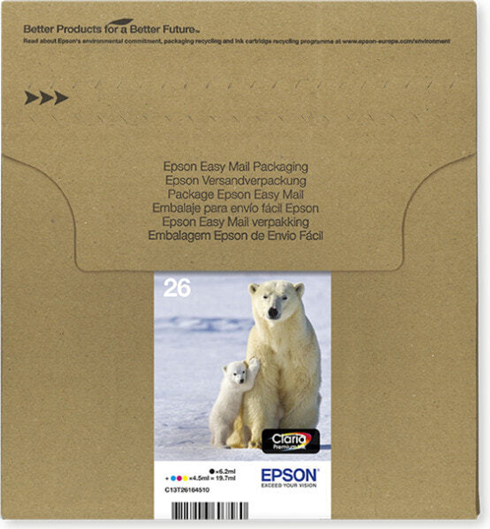 Катридж струйный Подлинный Черный Голубой Пурпурный Желтый Epson Polar bear C13T26164511 1 шт