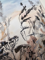 Картина авторская акварельная в паспарту 21х30 см на стену для интерьера "Аромат лета"