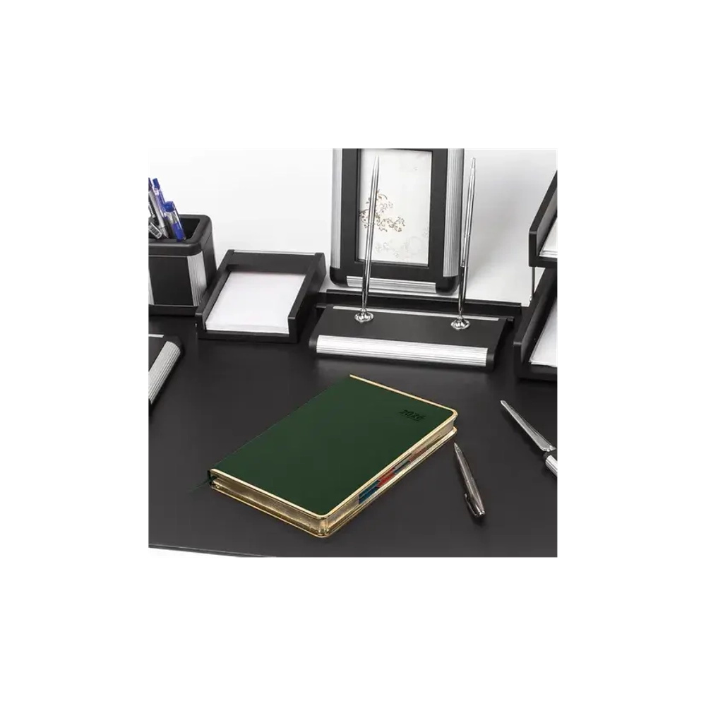 Ежедневник датированный 2026 А5 148х218 мм, GALANT "Infinity Gold", под кожу, темно-зеленый, 117504