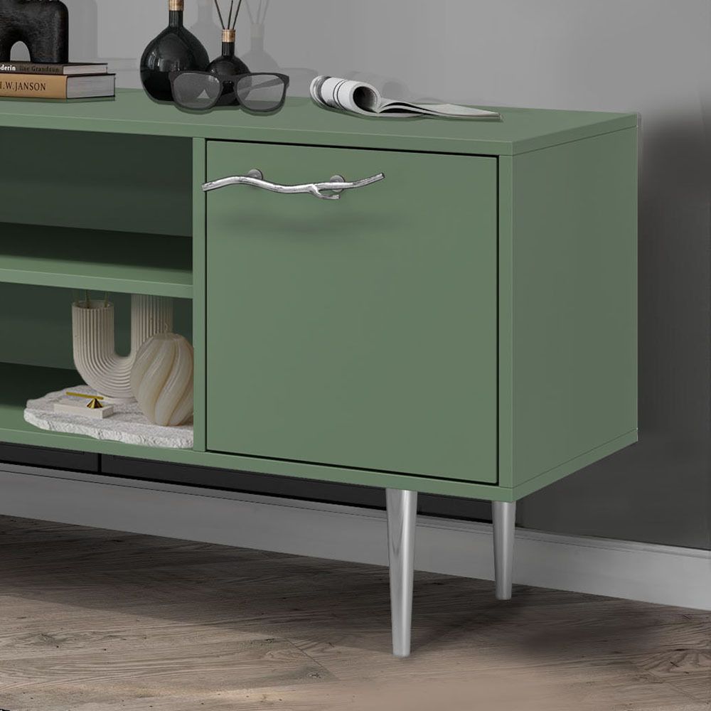 Тумба под ТВ Арт Колор matte 155см Стайл Сильвер Зеленый нефрит матовый