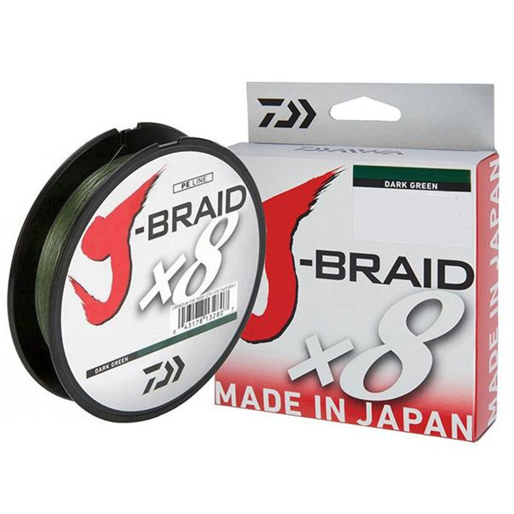 Плетеный шнур Daiwa J-Braid X8 Dark Green 0,18мм 26,5lb 150м