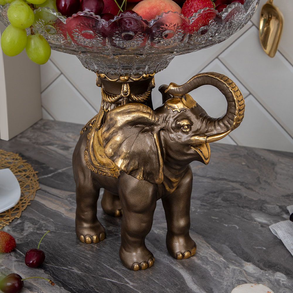 Фруктовница-конфетница Слон Айрават Бронза Мейджи