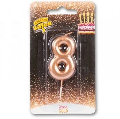 Свеча - цифра 8 розовое золото