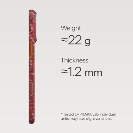 Чехол Pitaka Monogram Ultra-Slim для iPhone 17 Pro Max, красно-золотой