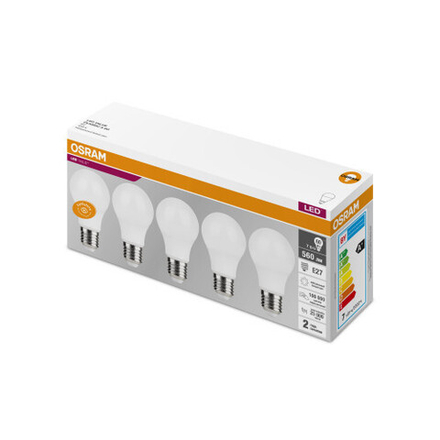 Лампочки светодиодные Osram Led Value Classic A60 7Вт 4000К Е27 / E27 груша матовая нейтральный белый свет набор 5шт