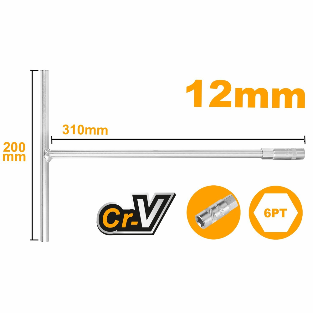 Торцевой ключ 12 мм с Т-образной ручкой INDUSTRIAL