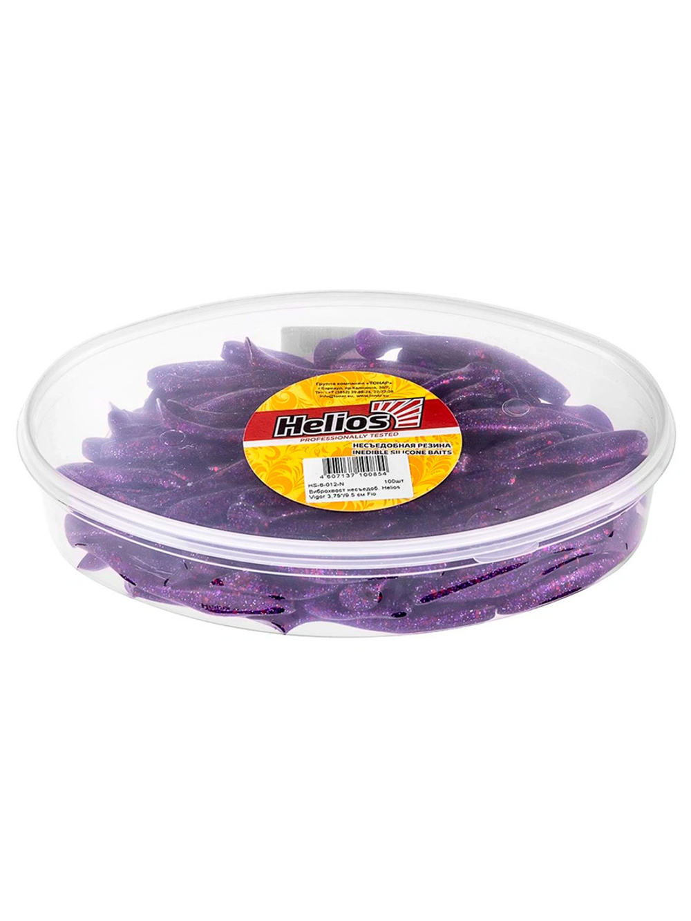 Виброхвост несъедобный Helios Vigor 3,75"/9.5 см Silver Sparkles & Fio LT 100шт. (HS-6-037-N)