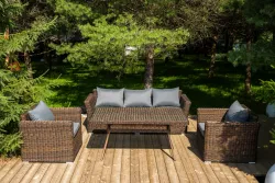 "Моккачино" обеденная группа из искусственного ротанга, цвет коричневый