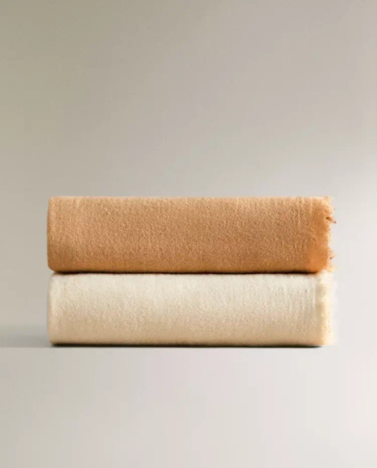 ZARA HOME ШЕРСТЯНОЙ ПЛЕД, КОРИЦА