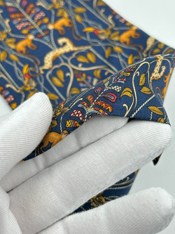 Галстук синий «Животные» Salvatore Ferragamo