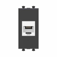 Телефонная розетка RJ-12 без шторки модульная, "Avanti", "Черный матовый", 1 модуль