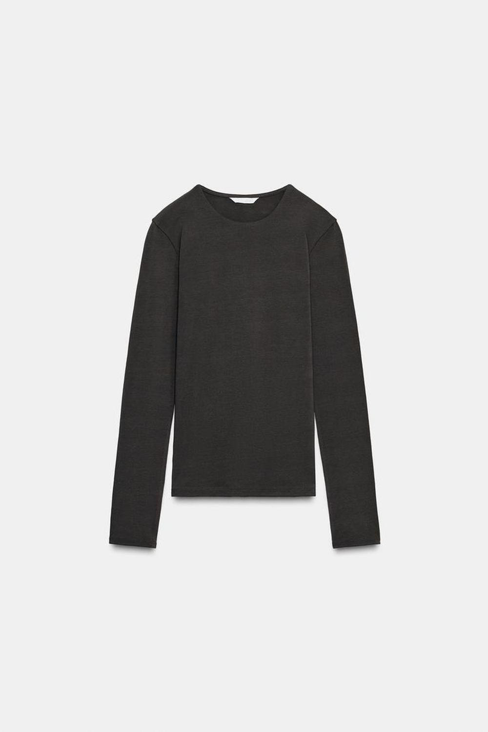 ZARA БАЗОВАЯ ХЛОПКОВАЯ ФУТБОЛКА, УГОЛЬНЫЙ