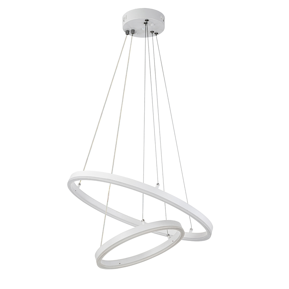 Подвесной светодиодный светильник 66Вт, 4816Лм, 3000-6500К, Ra>80, плавная регулировка мощности, изменение цветовой температуры, ночник, управление со смартфона, металл/акрил, белый