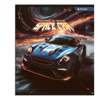 Тетрадь 36 л., А5, клетка, Alingar "Space car", скрепка, офсет, мелованный картон (стандарт), 5 дизайнов в пленке т/у