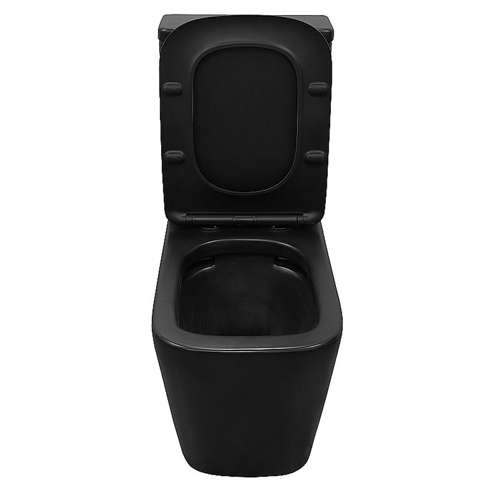 Унитаз напольный Azario Black King AZ-8303-D черный матовый, безободковый, с бачком, с крышкой микролифт