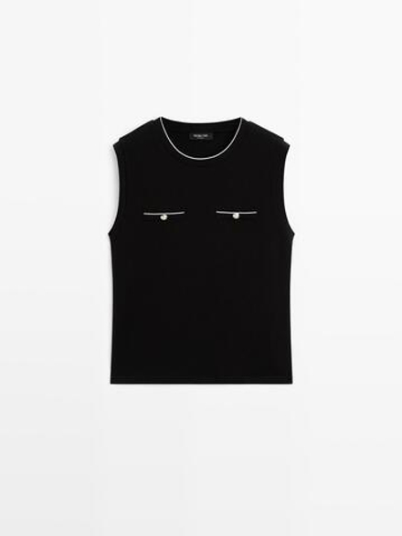 Massimo Dutti Топ без рукавов с карманами, черный