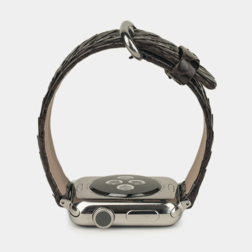 Ремешок для Apple Watch 44/45/46 mm из кожи питона, темно-коричневого цвета