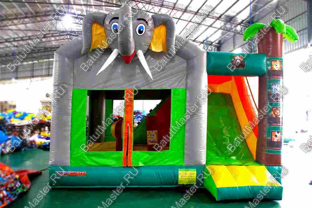 Коммерческий надувной батут "Слоник" с крышей