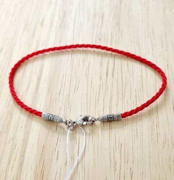 1500191 Красный текстильный браслет,  2 мм