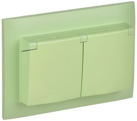 Розетка 2-м SKANDY 16А IP44 с крышкой в сборе SK-R12G мятный IEK SK-R26-16-44-K06-F