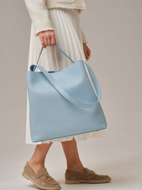 Кожаная сумка шоппер Olga DBR 30948 светло-голубой