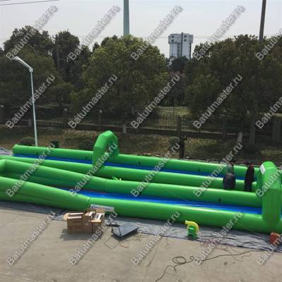 Водная горка без надувного дна, на подкачке ТУРБО "Хит", тройная, 120*6*2 м