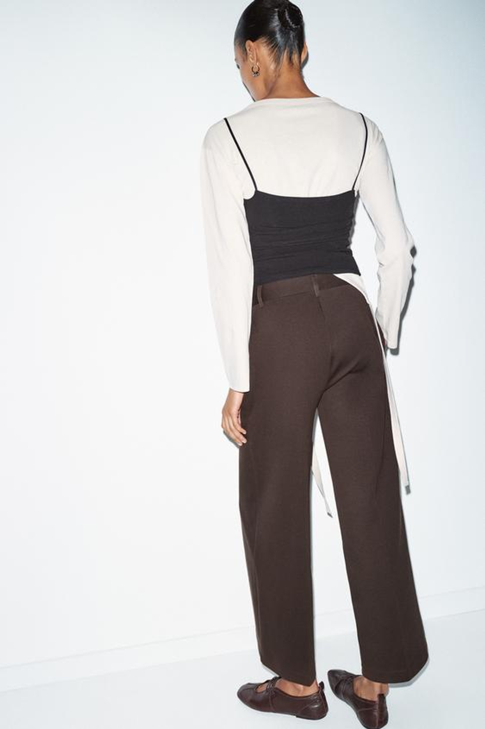 ZARA БРЮКИ ИЗ ИНТЕРЛОКА, ШОКОЛАДНЫЙ