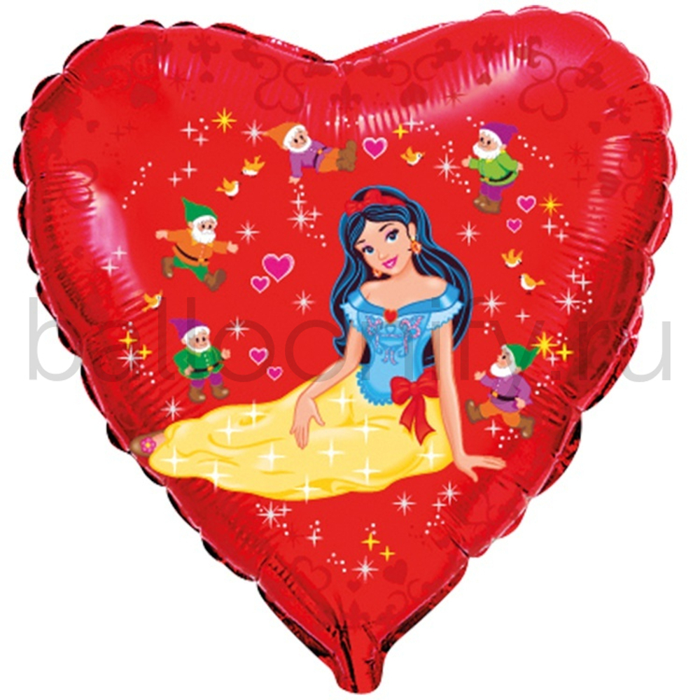 Фольгированная фигура, сердце, Белоснежка/FM,18"/46СМ