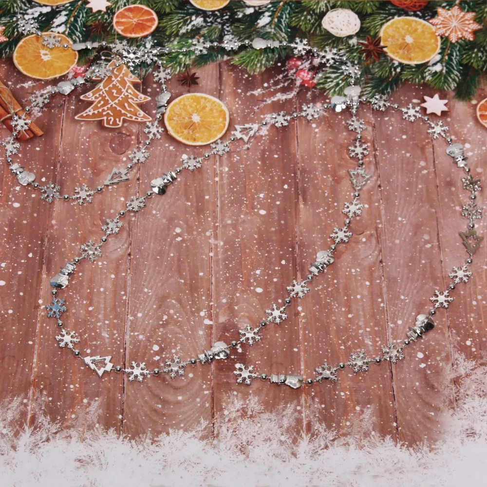 Бусы на ёлку 2,0 м «Новый год», Серебро