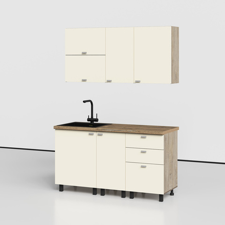 Этна-Алебастр Набор мебели для кухни (комплектация №8) 1500мм