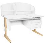 Растущая парта Дэми СУТ 25 с задней полкой СУТ.34.390 и навесной тумбой (1200×880 мм)