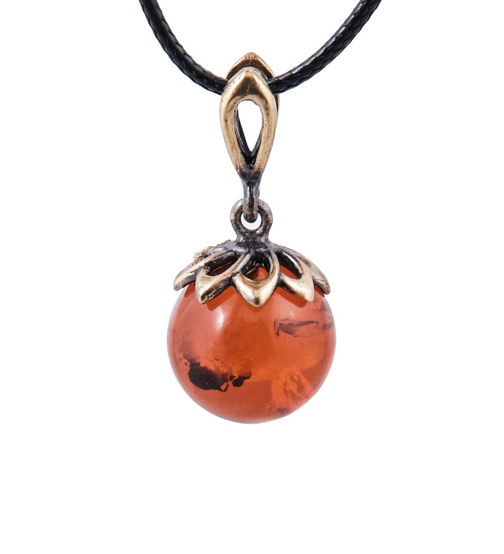 AM-3961 Подвеска «Шар Ромашка» (латунь, янтарь)