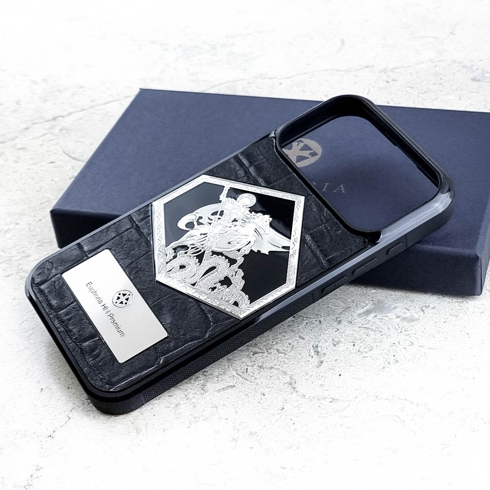 Чехол для iPhone 17 pro max Георгий Победоносец - Euphoria HM Premium - натуральная кожа ювелирный сплав