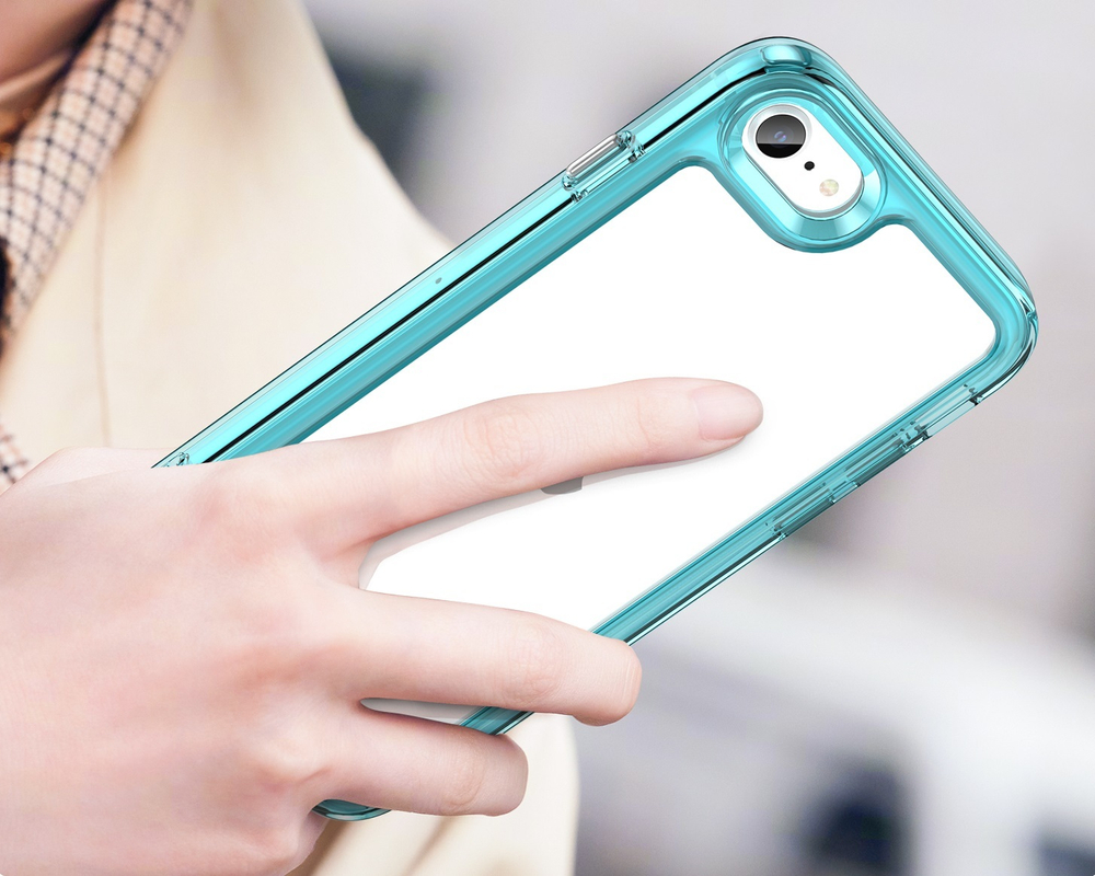 Чехол с усиленными мягкими рамками бирюзового цвета для iPhone 7, 8, SE и SE 3, увеличенные защитные свойства